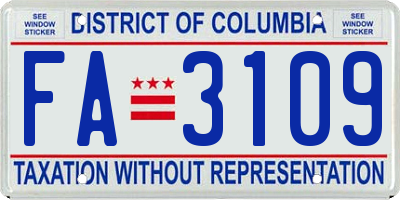 DC license plate FA3109