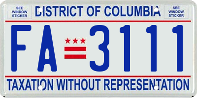 DC license plate FA3111