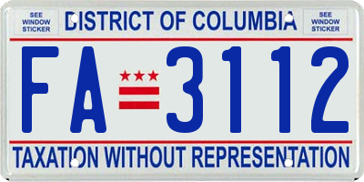 DC license plate FA3112