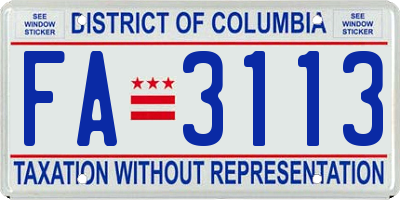 DC license plate FA3113