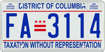 DC license plate FA3114