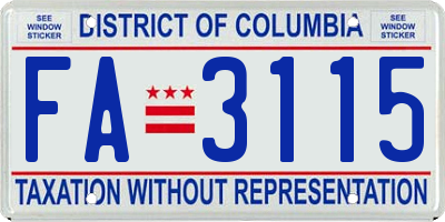 DC license plate FA3115