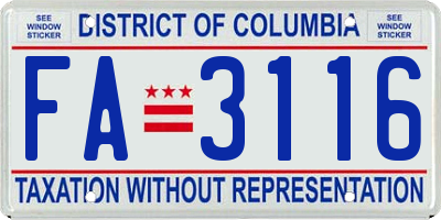 DC license plate FA3116