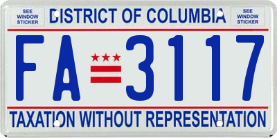 DC license plate FA3117