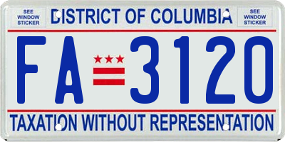 DC license plate FA3120