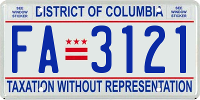 DC license plate FA3121