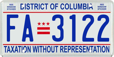 DC license plate FA3122