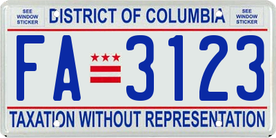 DC license plate FA3123