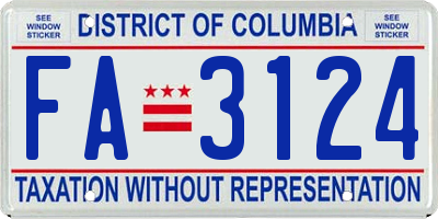 DC license plate FA3124