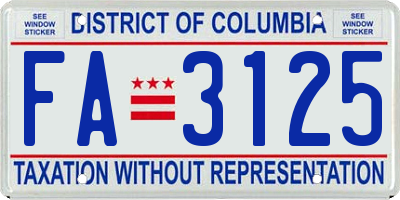 DC license plate FA3125