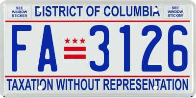 DC license plate FA3126