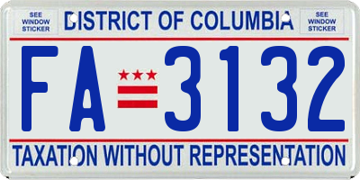 DC license plate FA3132