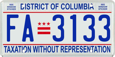 DC license plate FA3133