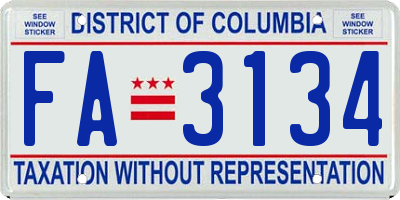 DC license plate FA3134