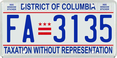 DC license plate FA3135