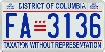 DC license plate FA3136