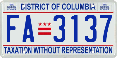 DC license plate FA3137