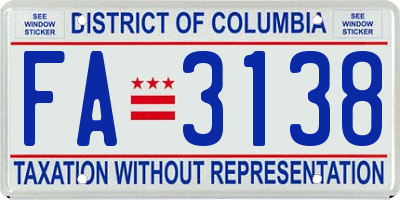 DC license plate FA3138