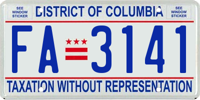 DC license plate FA3141