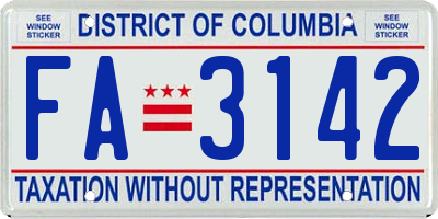 DC license plate FA3142