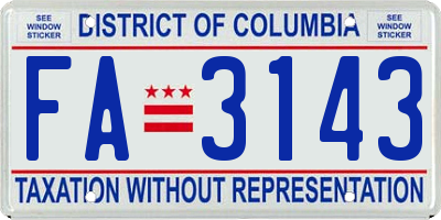 DC license plate FA3143