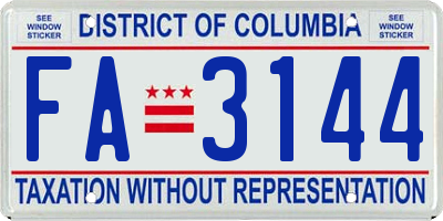 DC license plate FA3144