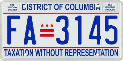 DC license plate FA3145