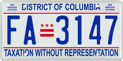 DC license plate FA3147