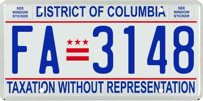 DC license plate FA3148