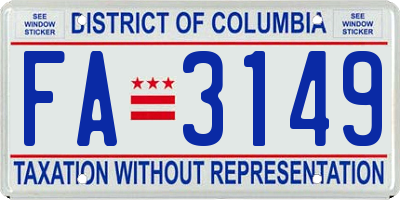 DC license plate FA3149