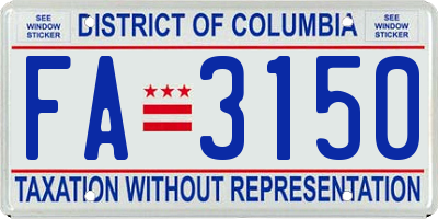 DC license plate FA3150