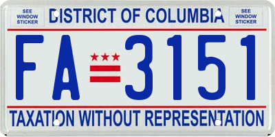 DC license plate FA3151