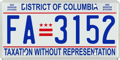 DC license plate FA3152