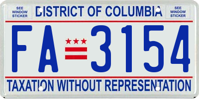 DC license plate FA3154