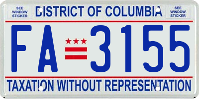 DC license plate FA3155