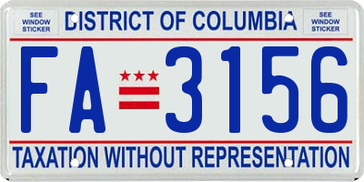 DC license plate FA3156