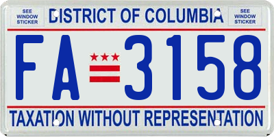 DC license plate FA3158