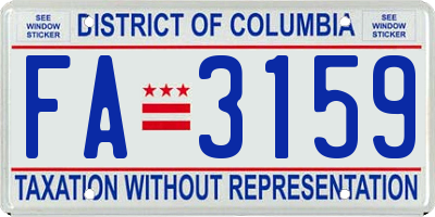 DC license plate FA3159