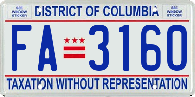 DC license plate FA3160