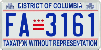 DC license plate FA3161