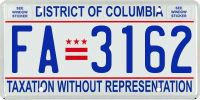 DC license plate FA3162