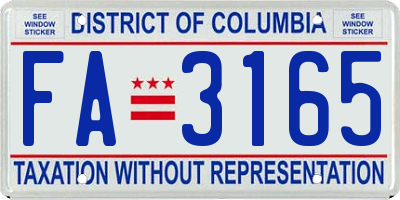 DC license plate FA3165