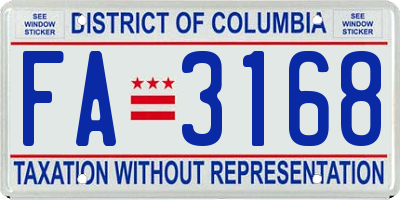 DC license plate FA3168