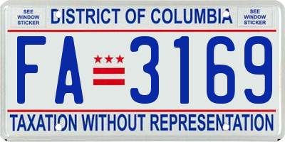 DC license plate FA3169