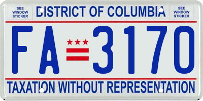 DC license plate FA3170