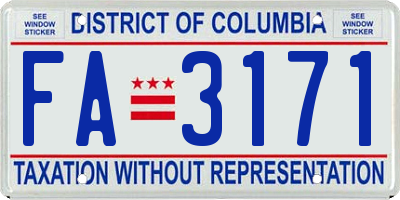 DC license plate FA3171