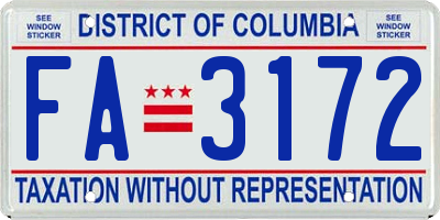 DC license plate FA3172