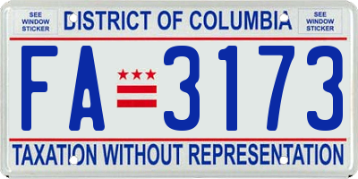 DC license plate FA3173