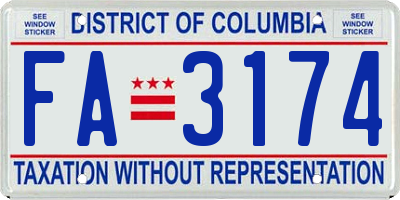 DC license plate FA3174