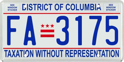 DC license plate FA3175